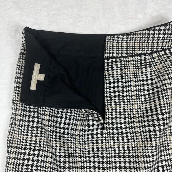 Banana Republic Women's Houndstooth Pencil Skirt Back Zip Black White Tan Size 2 - Picture 4 of 7